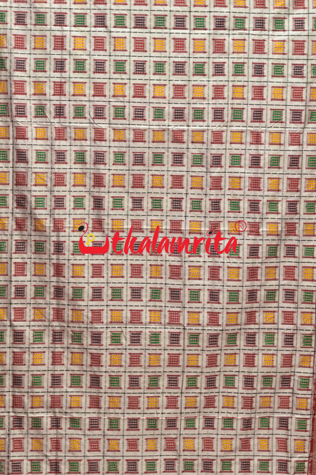 Mini Aswini White Red Sambalpuri Silk Saree