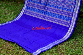Blue Plain Kumbha With Rudraksha Sambalpuri Silk