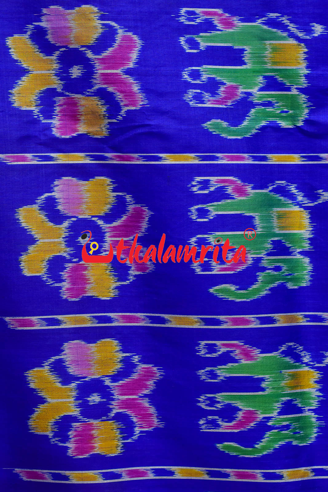 Royal Elephants And Lions Khandua Silk Saree