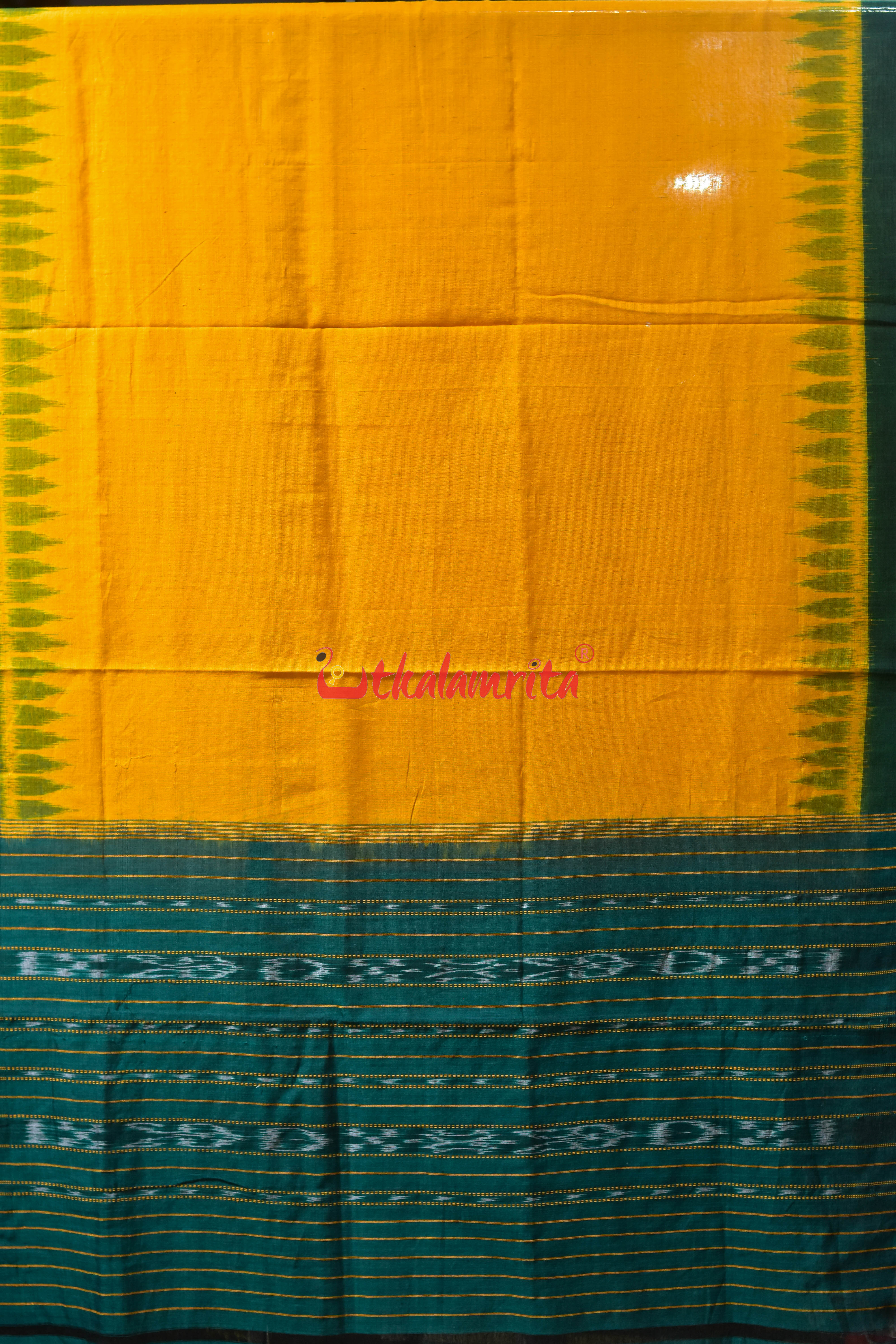 Mustard Yellow Green Khandua Cotton (Dupatta)
