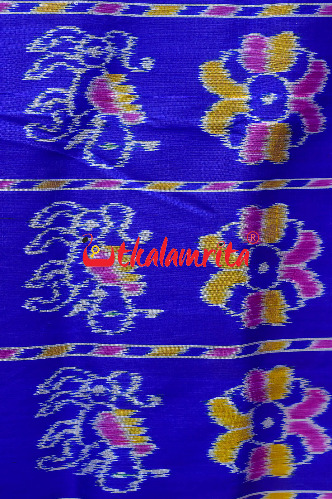 Royal Elephants And Lions Khandua Silk Saree