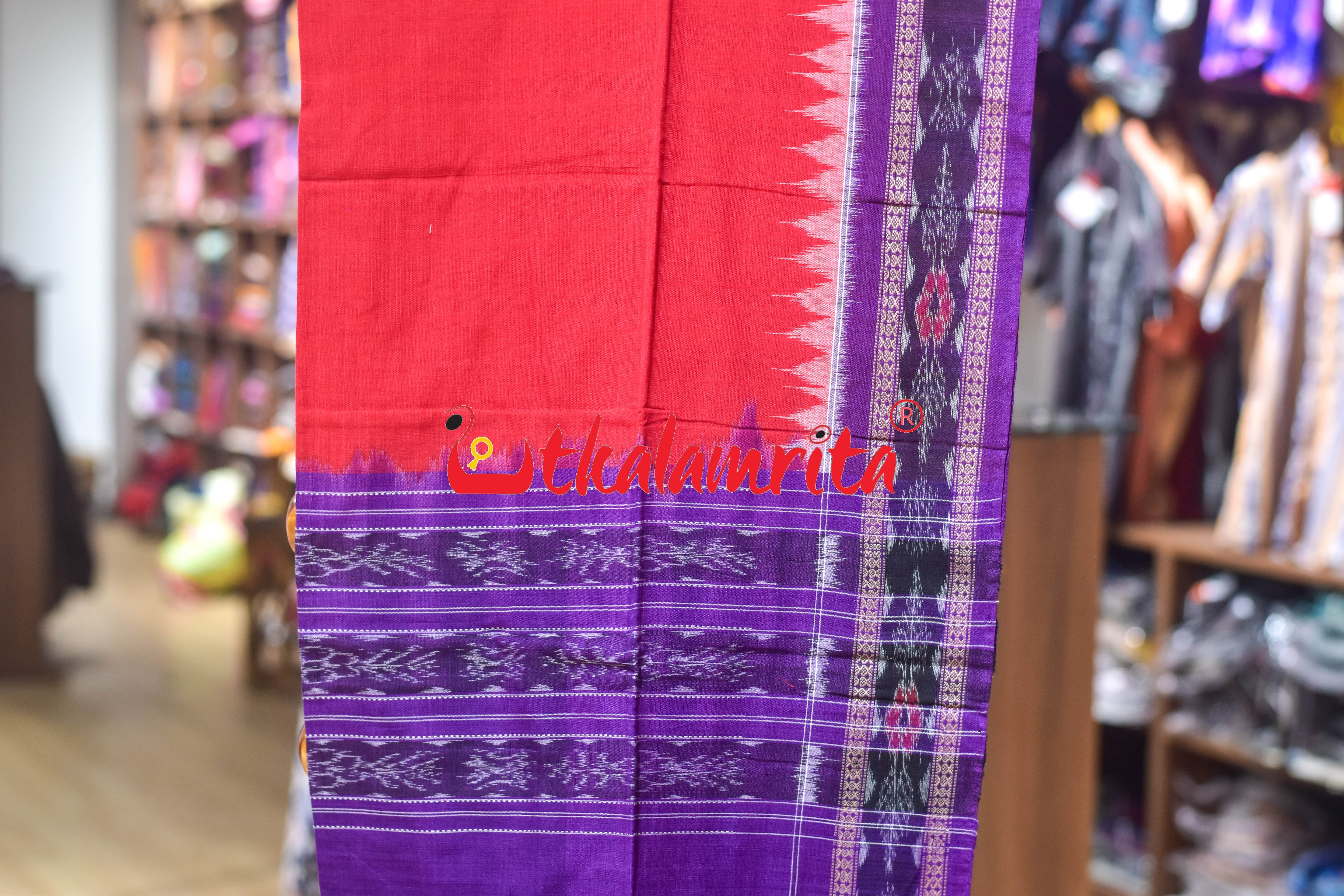 Magenta Red Thikiri Design Cotton Dress Set