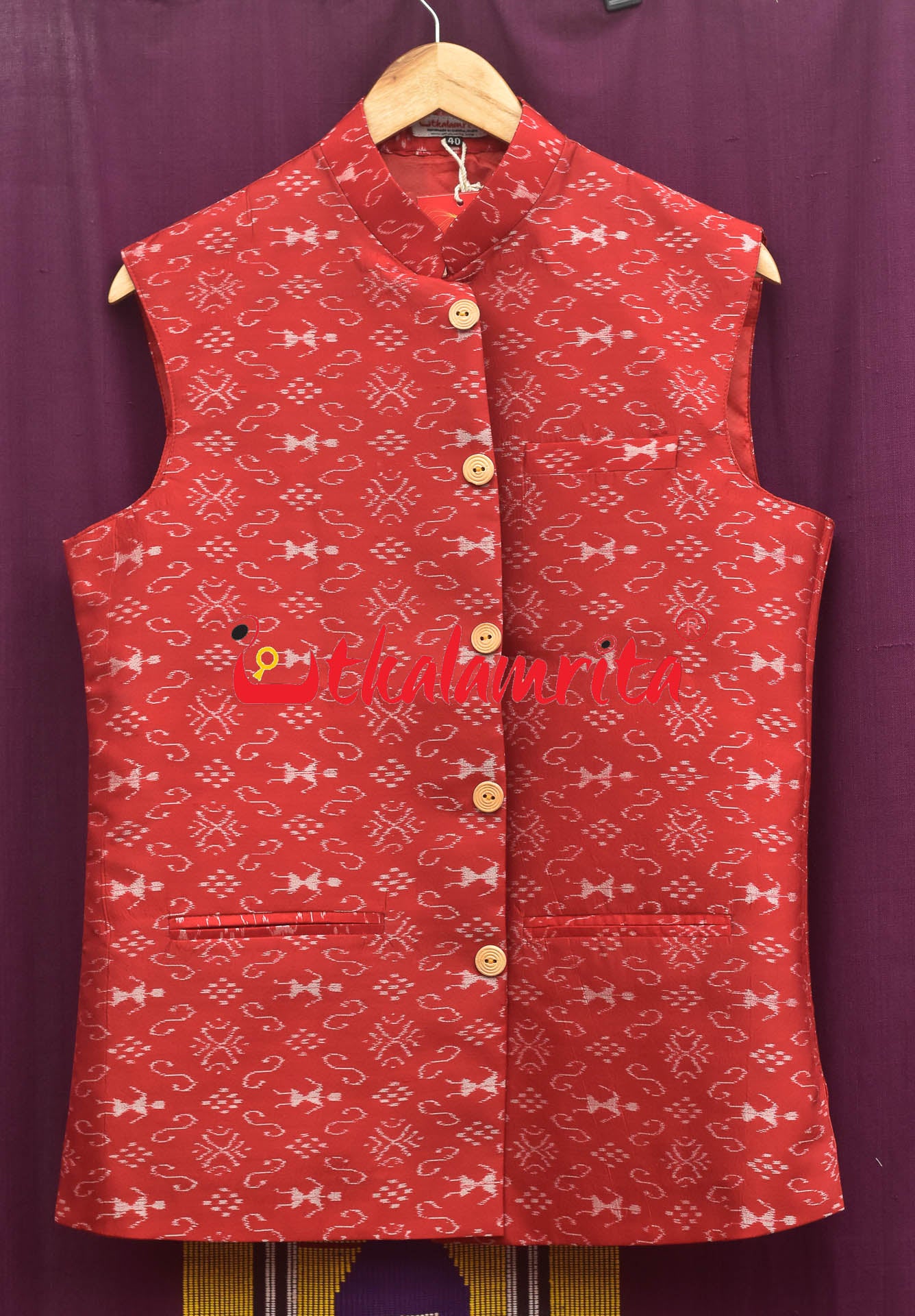 Red Tribals Sambalpuri Bandha Silk (Men's Jacket)