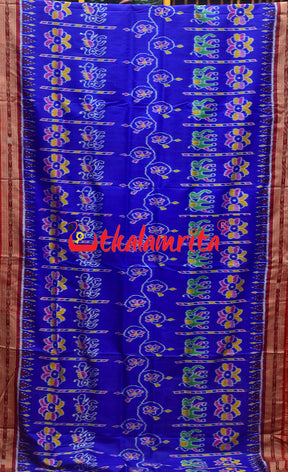 Royal Elephants And Lions Khandua Silk Saree