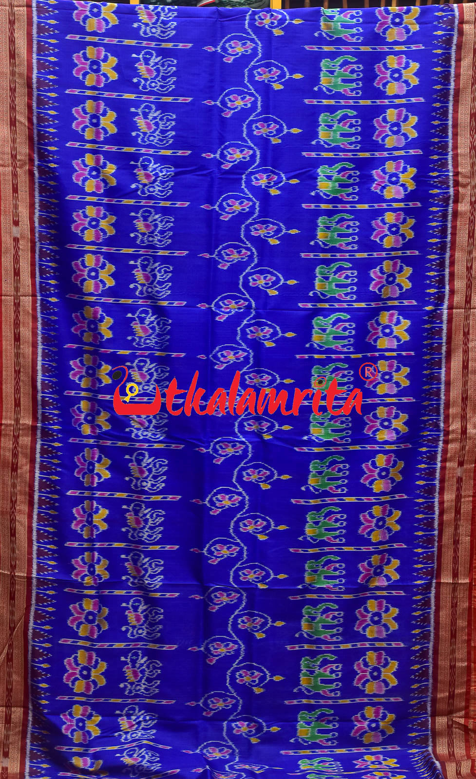 Royal Elephants And Lions Khandua Silk Saree