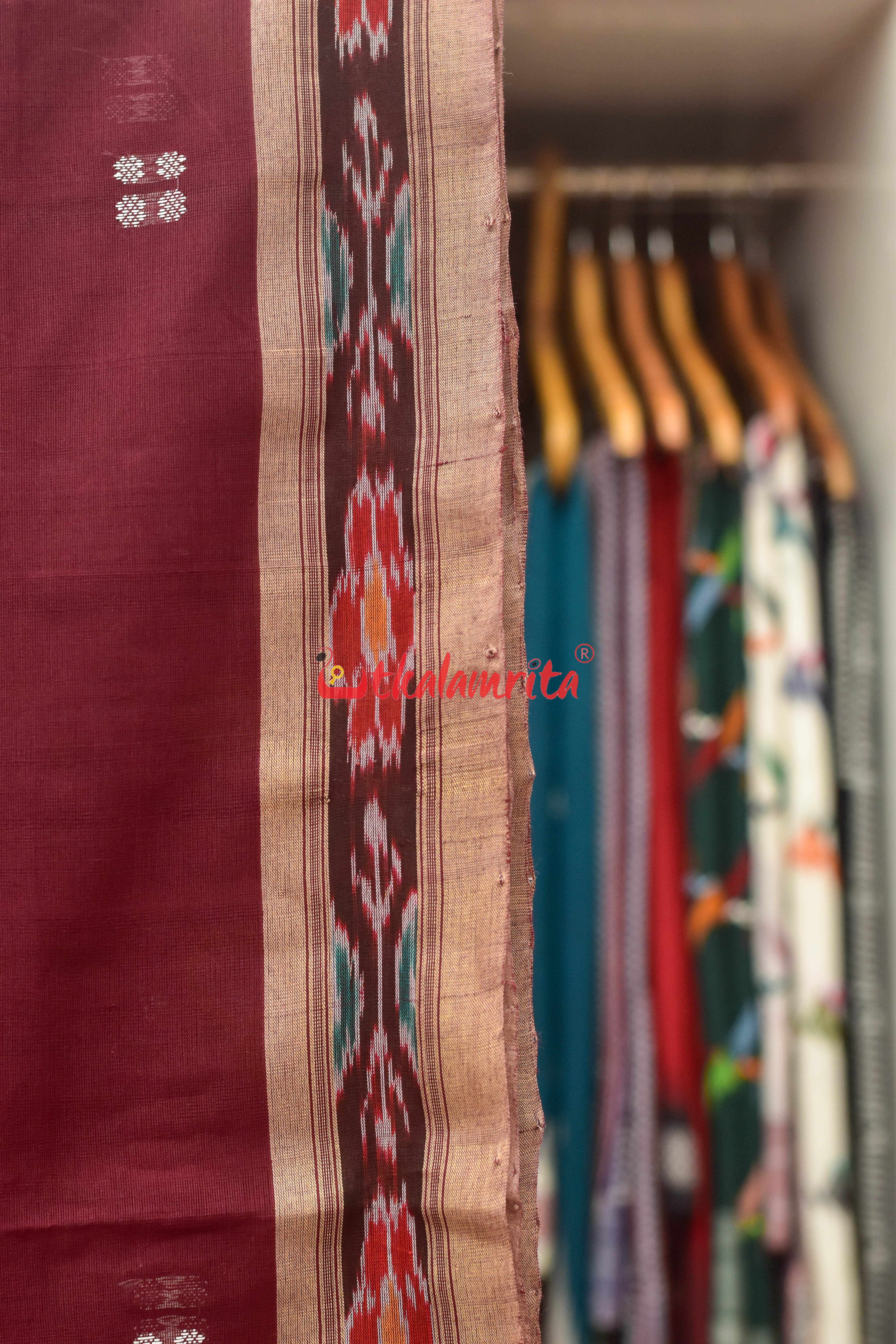 Coffee Chandan Pittala Single Cotton Saree