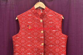 Red Tribals Sambalpuri Bandha Silk (Men's Jacket)