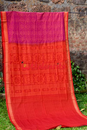 Magenta Red Mahalakhmi Sambalpuri Cotton Saree