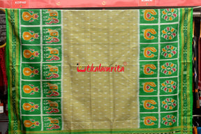 Green Border Body Dots Khandua Silk Saree