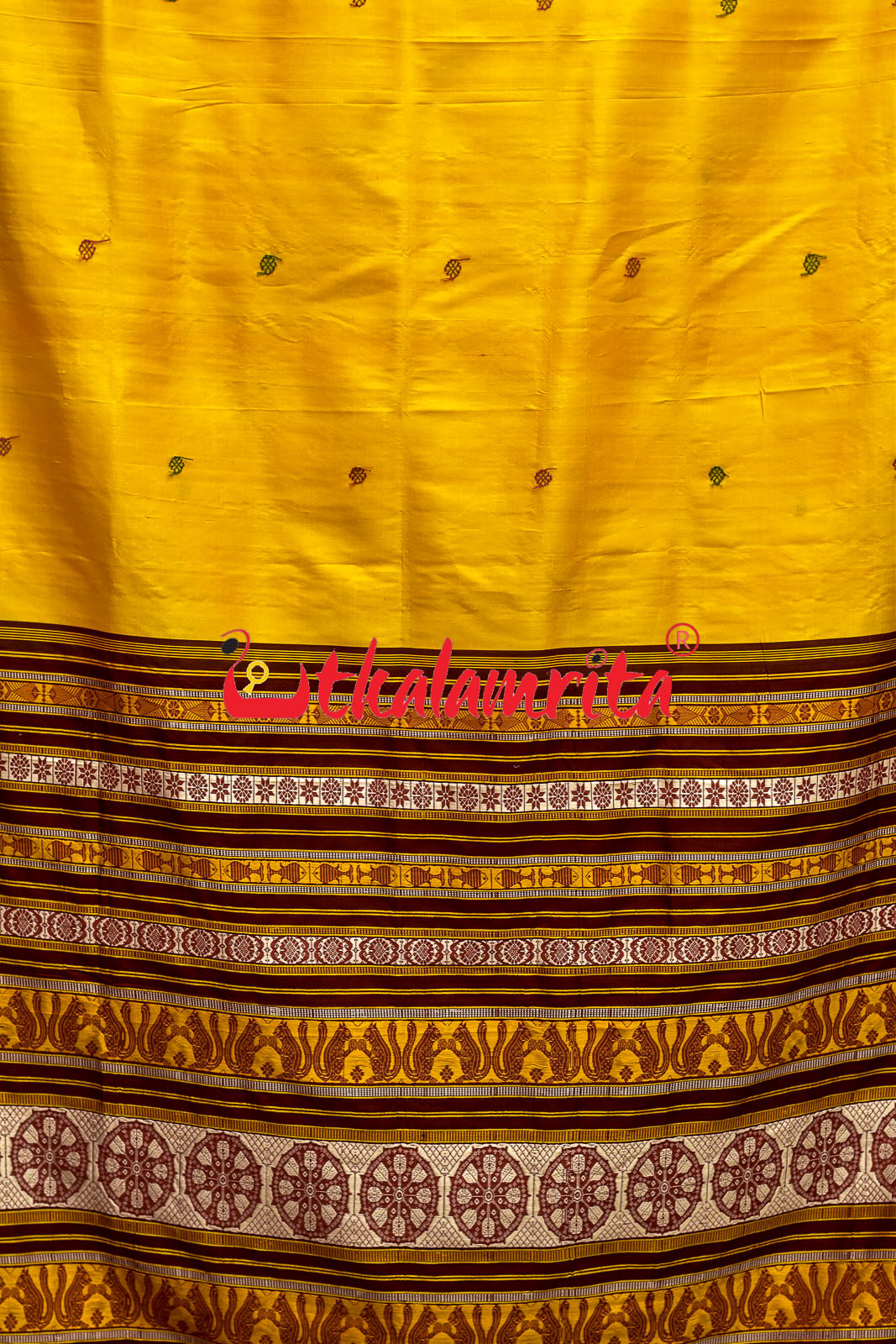 Haldi Pata With Chakra Border Khandua Silk Saree