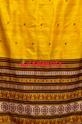 Haldi Pata With Chakra Border Khandua Silk Saree