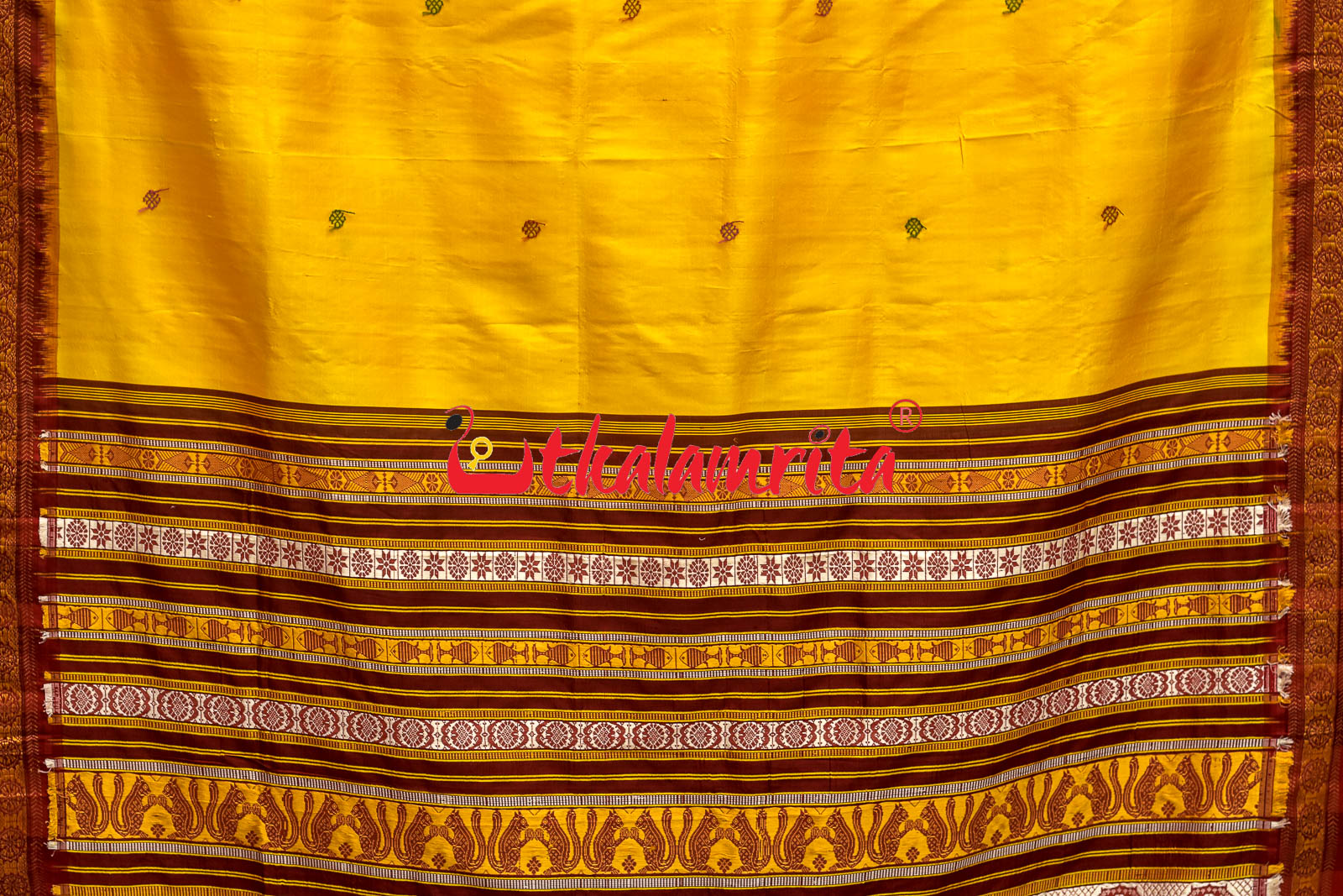 Haldi Pata With Chakra Border Khandua Silk Saree