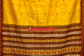 Haldi Pata With Chakra Border Khandua Silk Saree