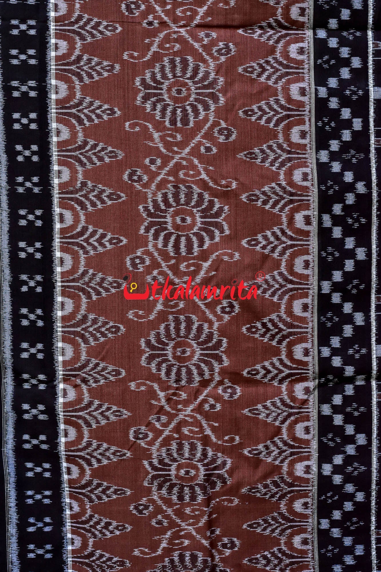 Coffee Scot Flower Bandha Khandua Cotton Saree