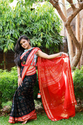 13 Motifs Black Red Saree