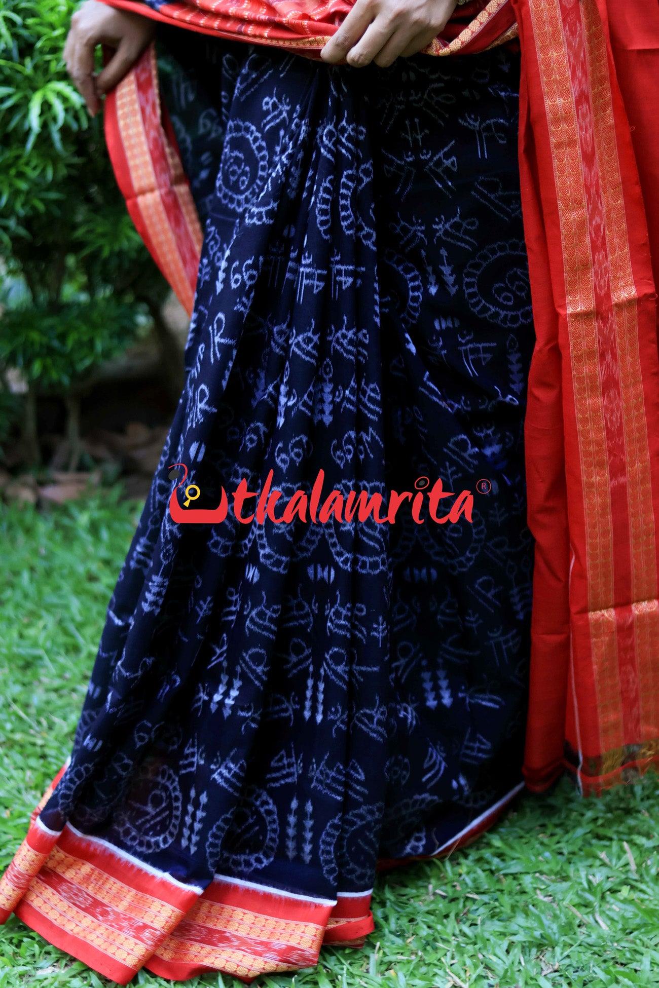 Black Red Maa Cotton Saree