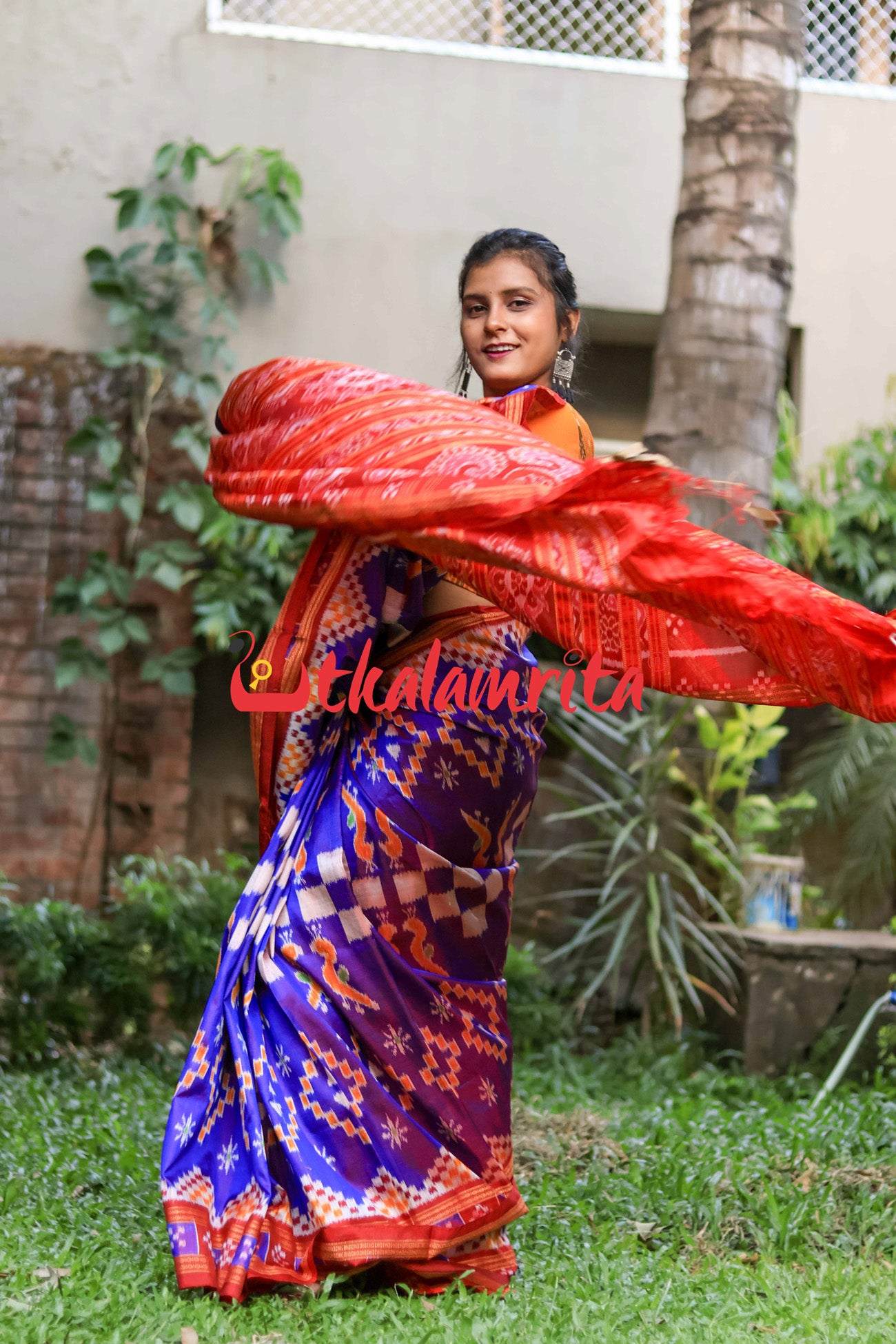 Red Purple Pasapali Khandua Silk Saree