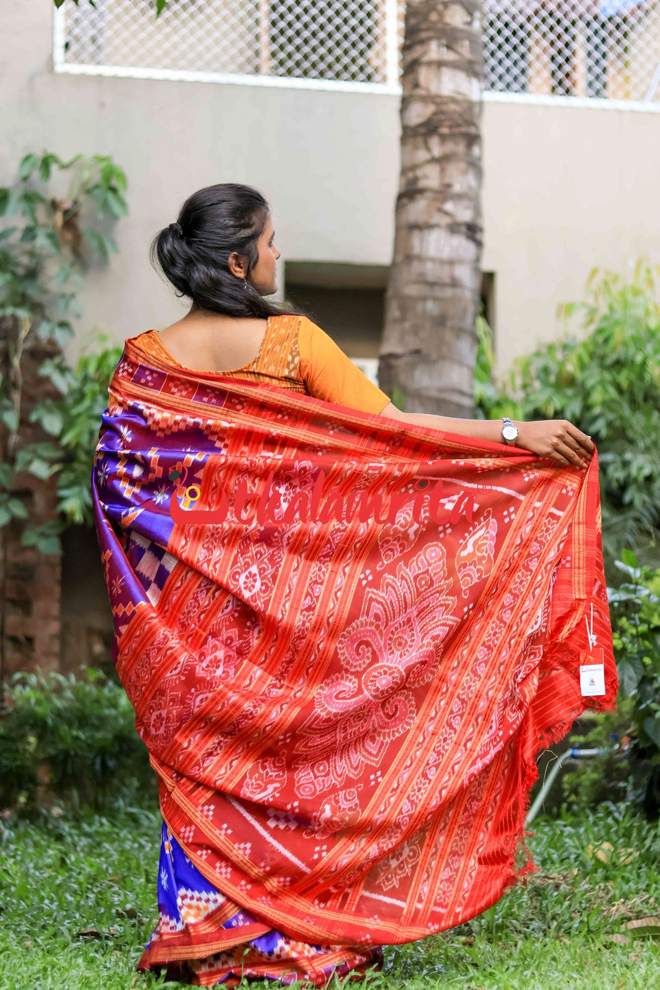 Red Purple Pasapali Khandua Silk Saree