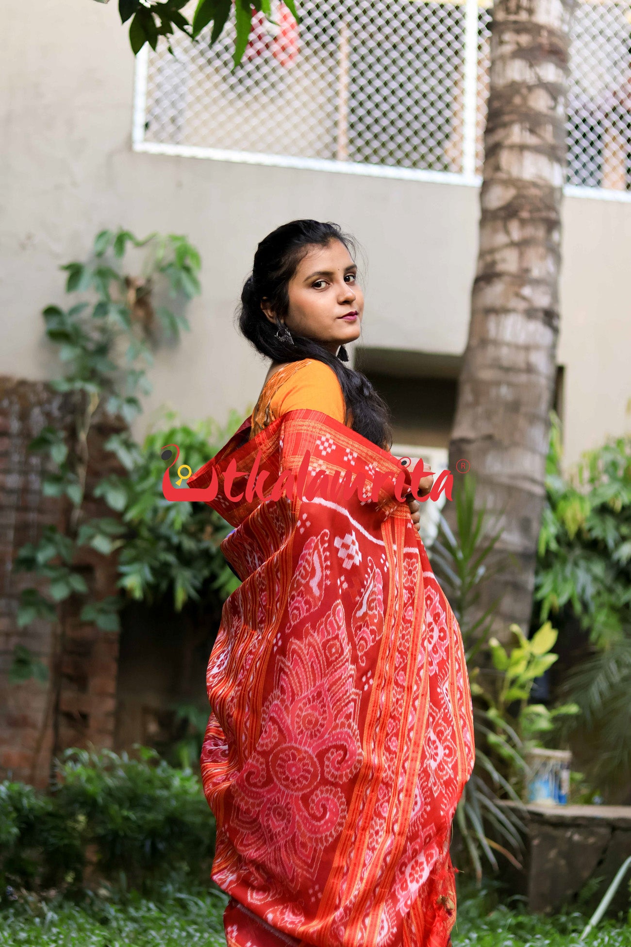 Red Purple Pasapali Khandua Silk Saree