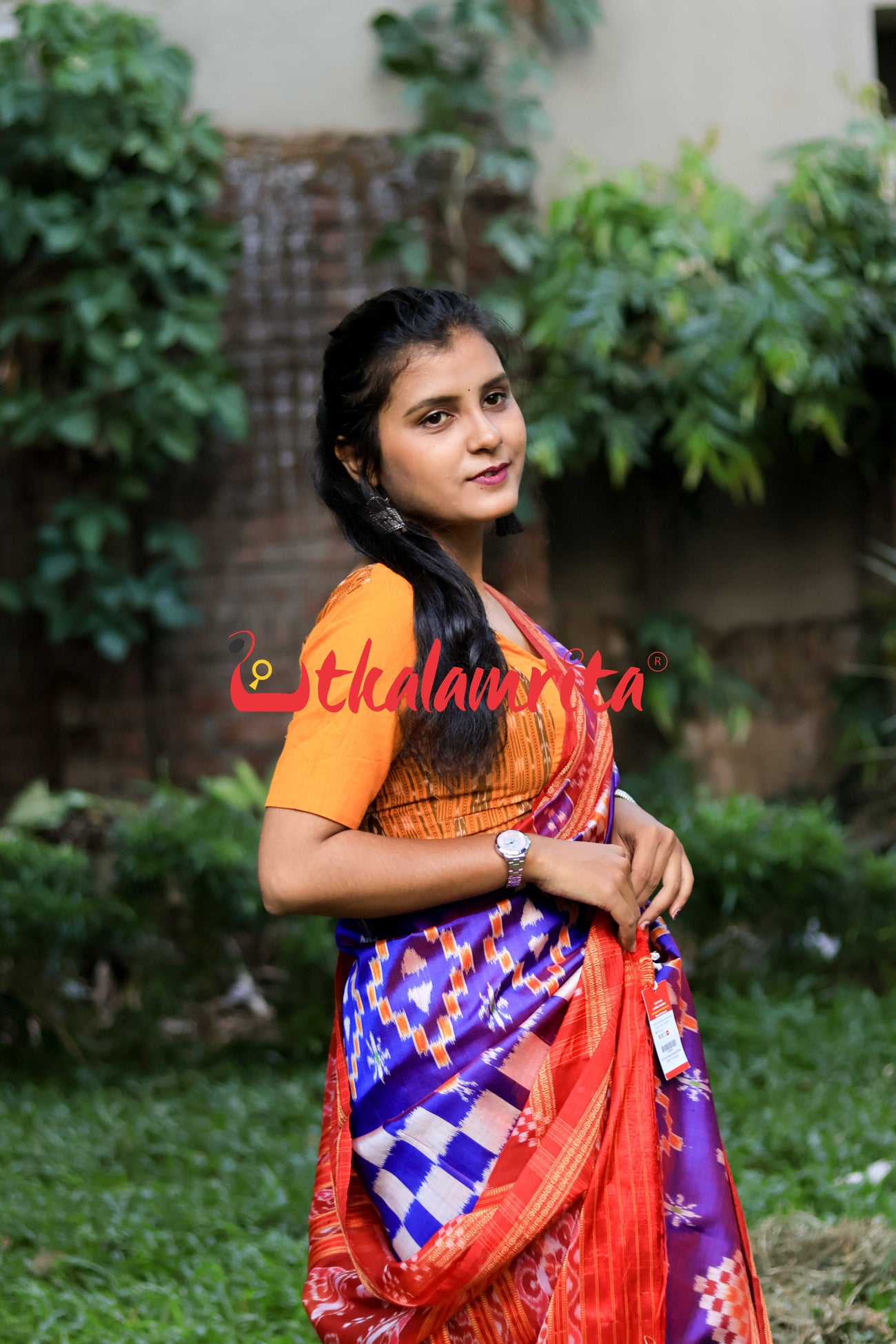 Red Purple Pasapali Khandua Silk Saree