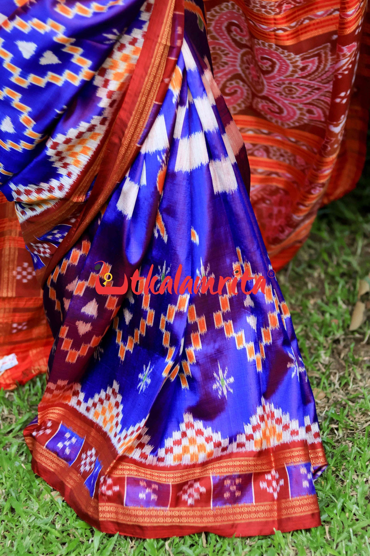 Red Purple Pasapali Khandua Silk Saree