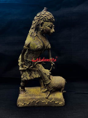 Large Ancient Lady with Animal Dhokra