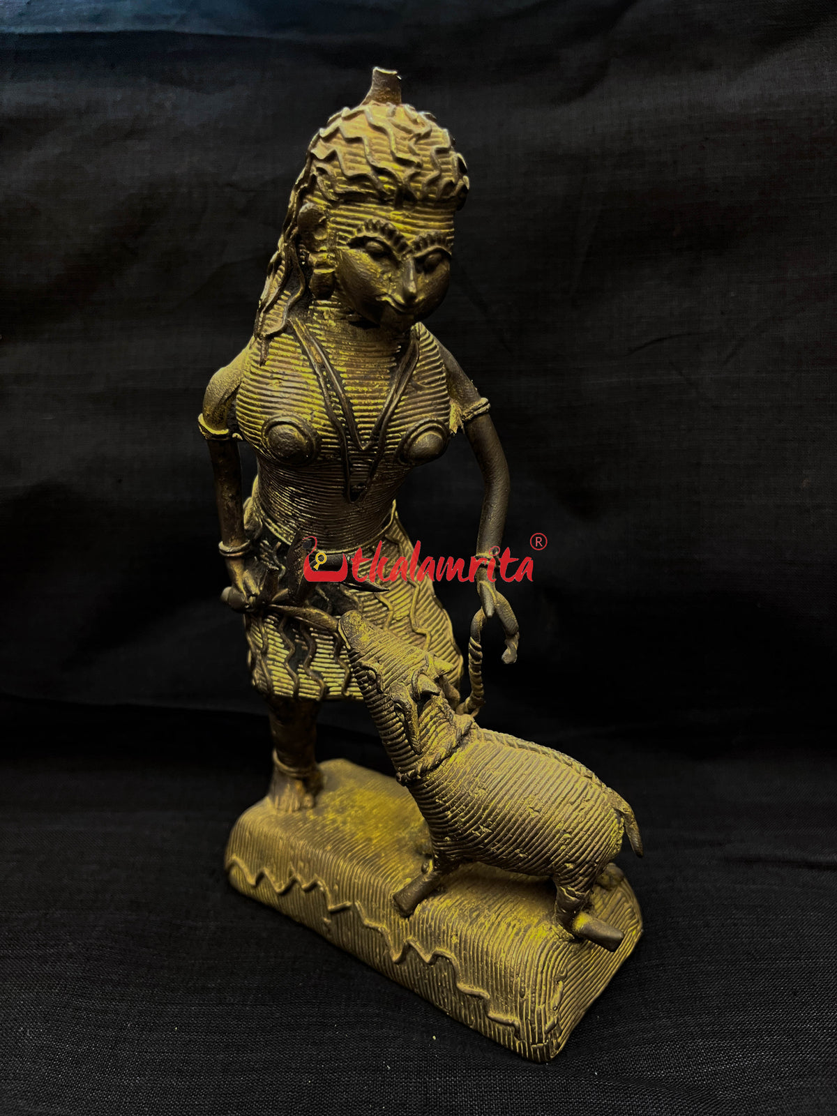 Large Ancient Lady with Animal Dhokra