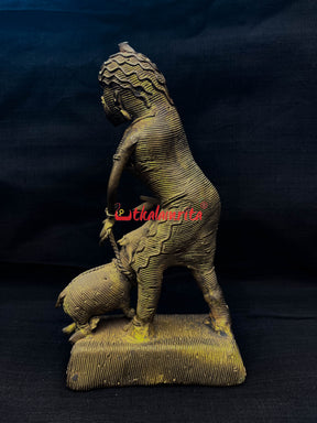 Large Ancient Lady with Animal Dhokra