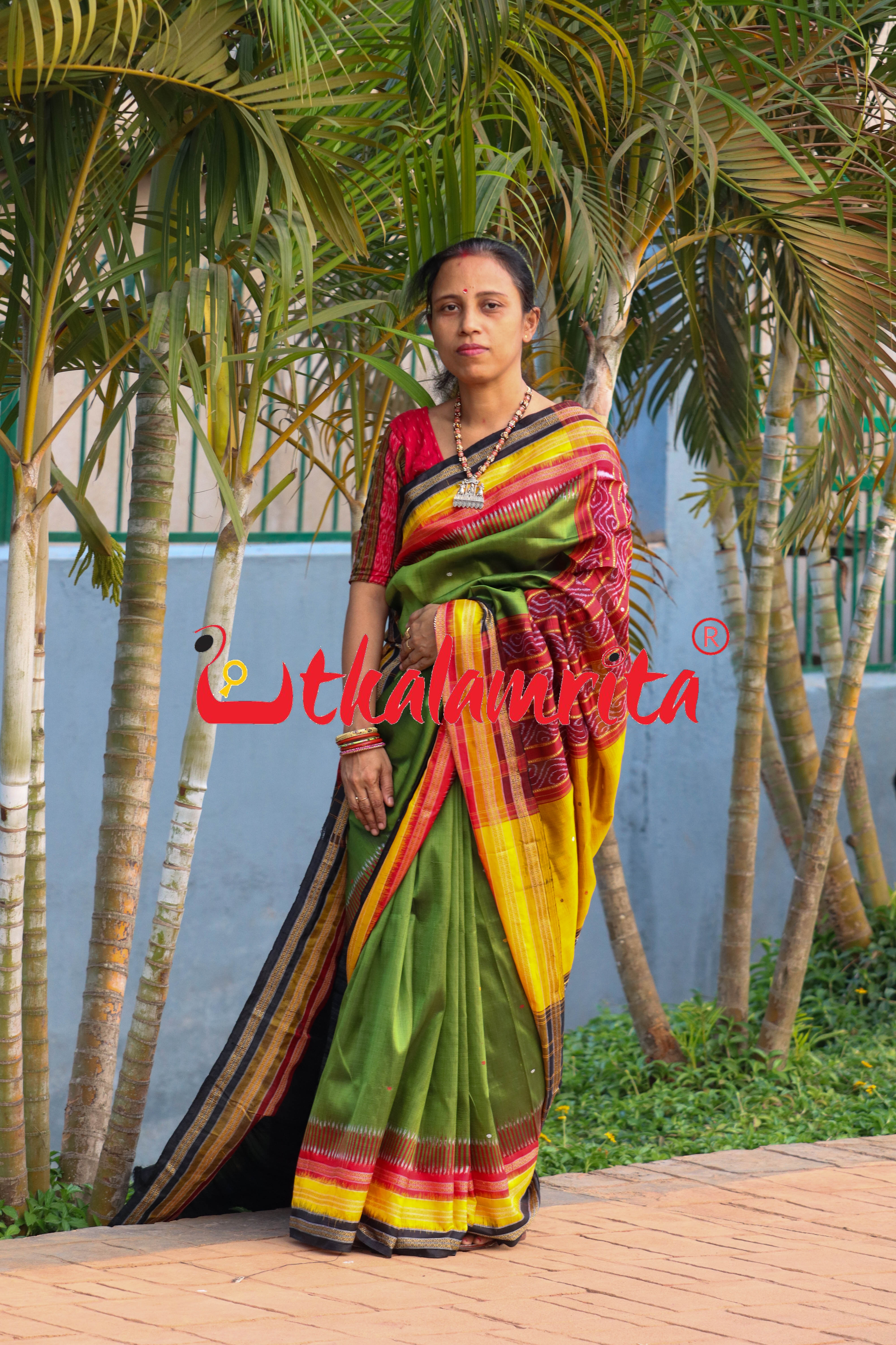 Mehendi Green Kathifera Silk Saree