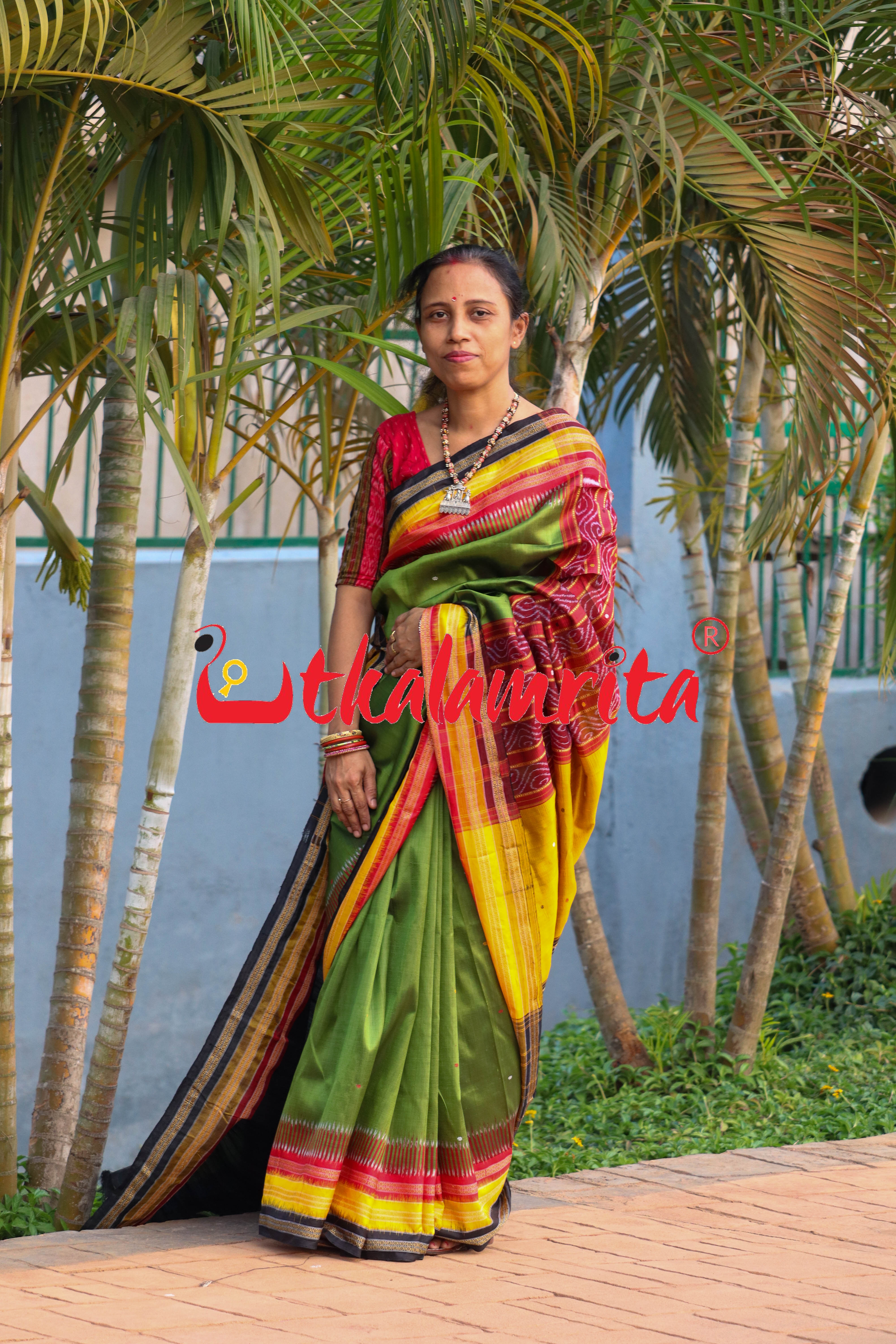 Mehendi Green Kathifera Silk Saree
