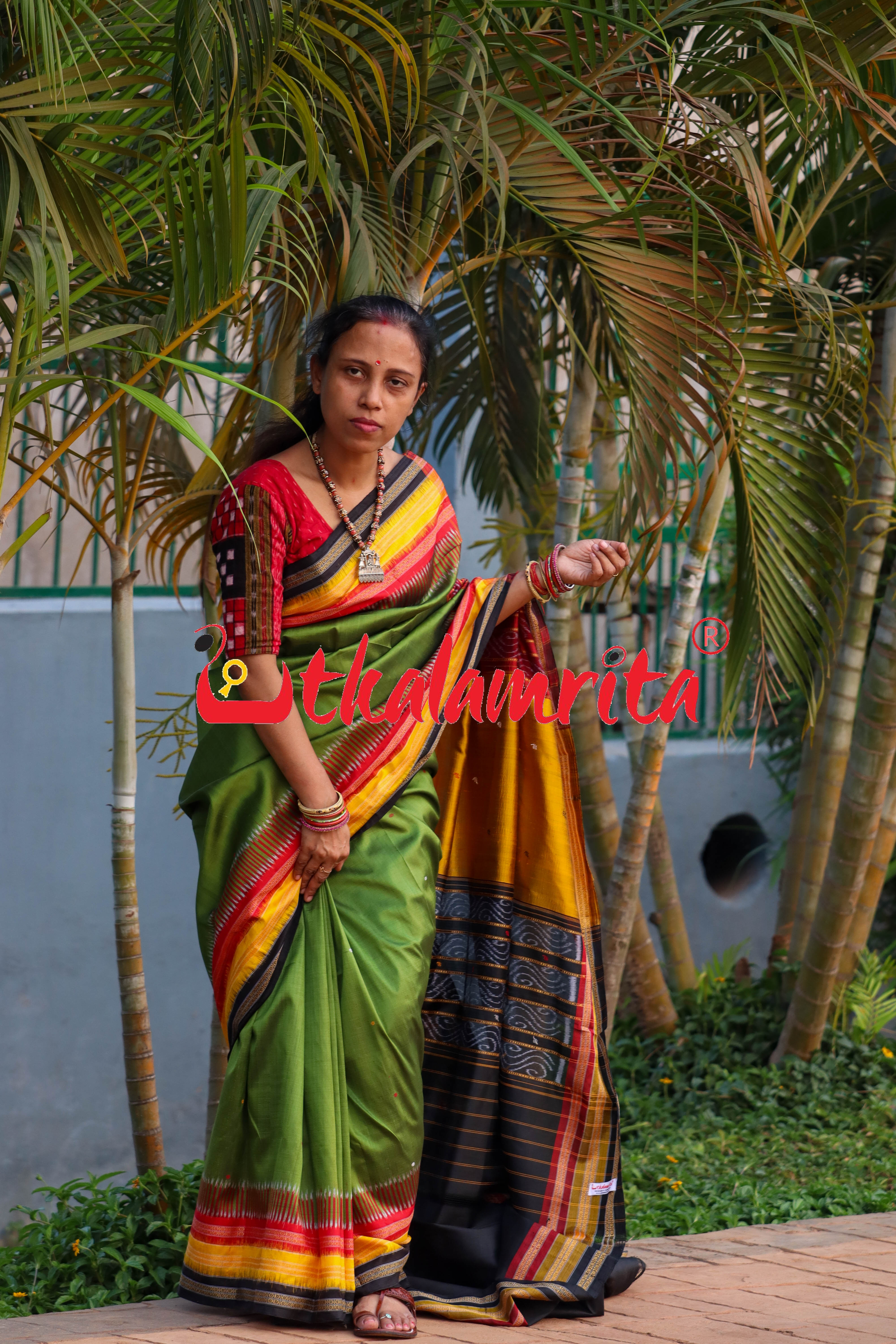 Mehendi Green Kathifera Silk Saree