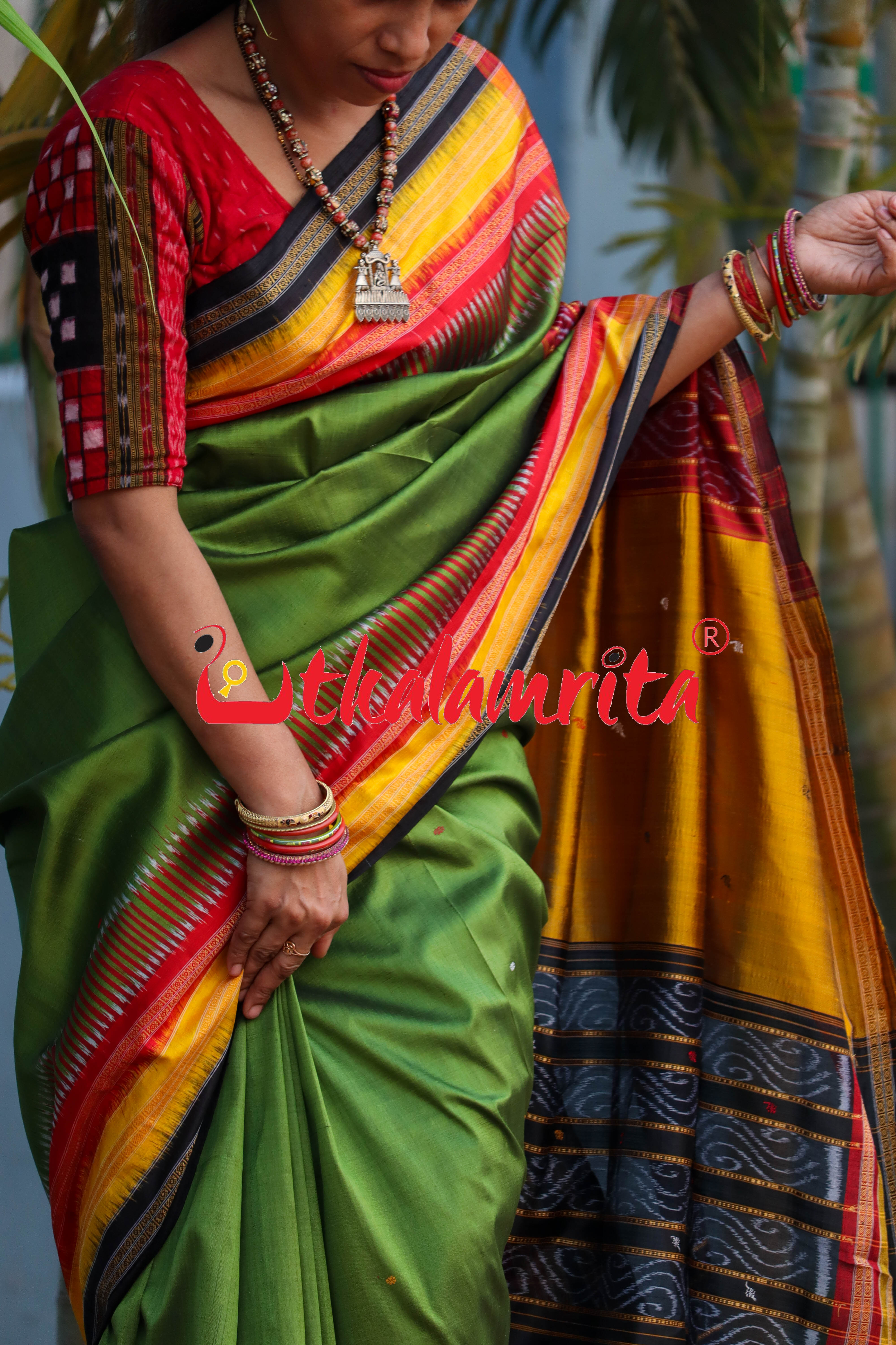 Mehendi Green Kathifera Silk Saree