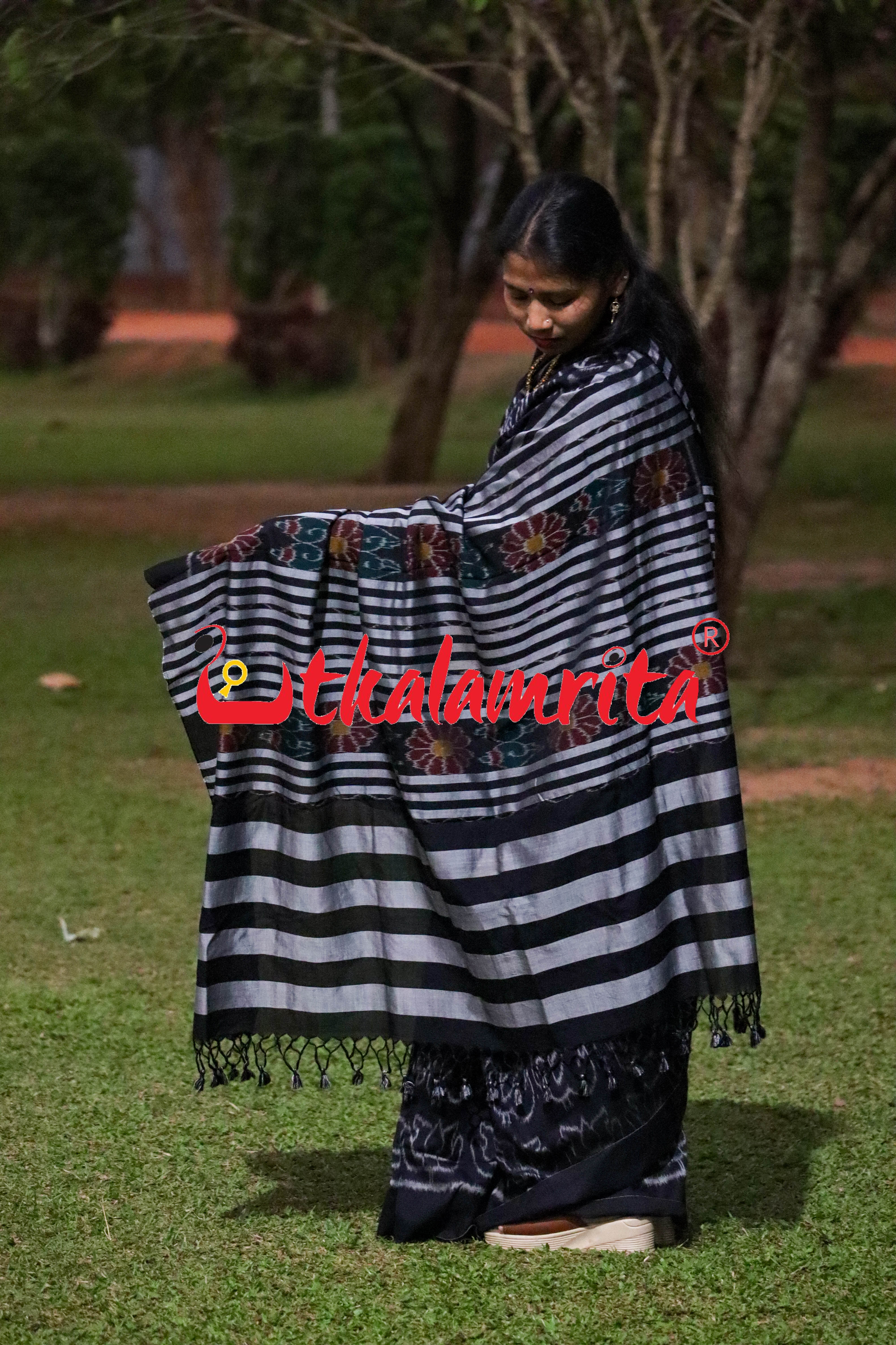 Black Nabakothi Khandua Cotton Saree