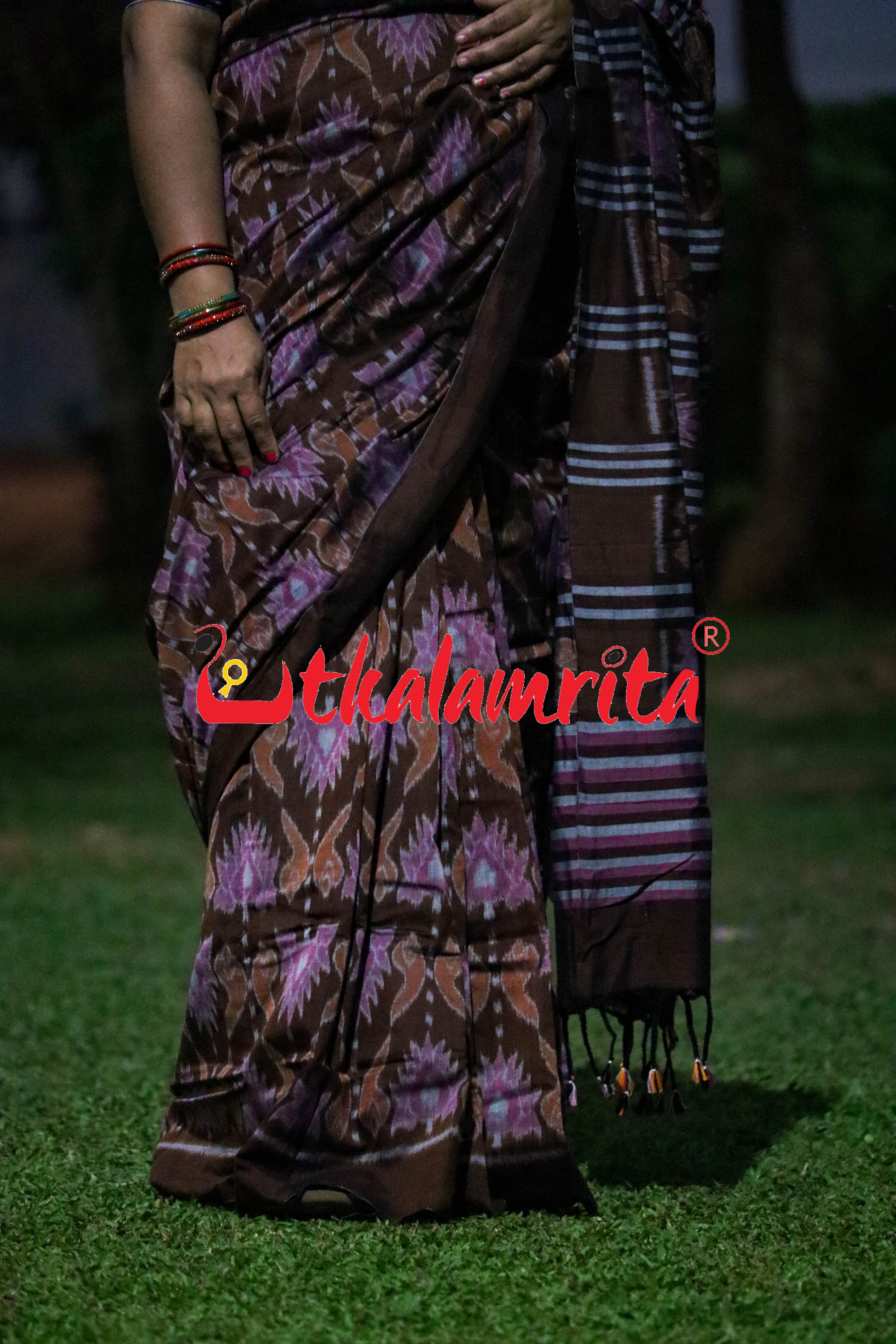 Coffee Jodi Sankha Khandua Cotton Saree