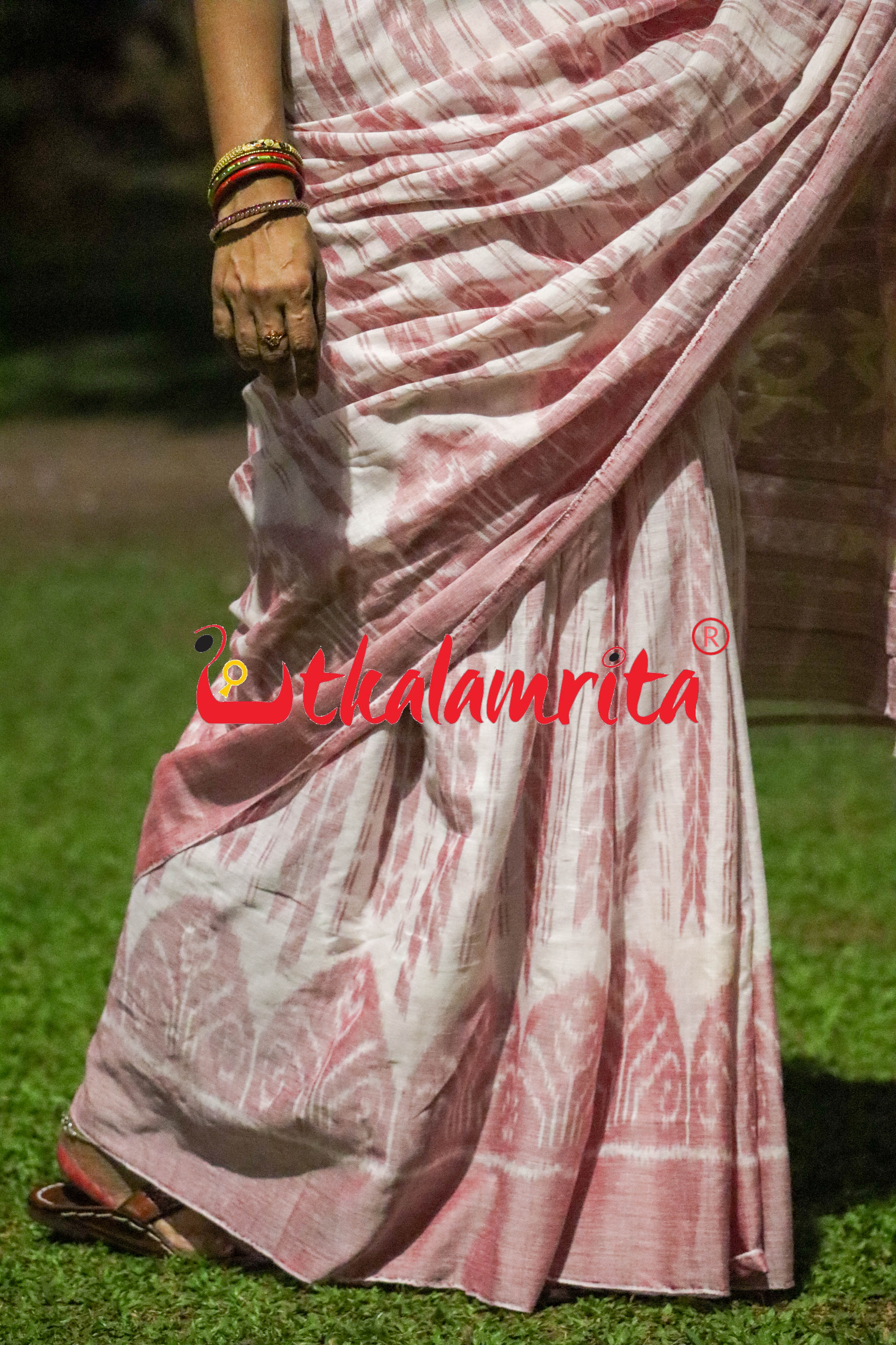White Pink Dhanpatri Khandua Cotton Saree