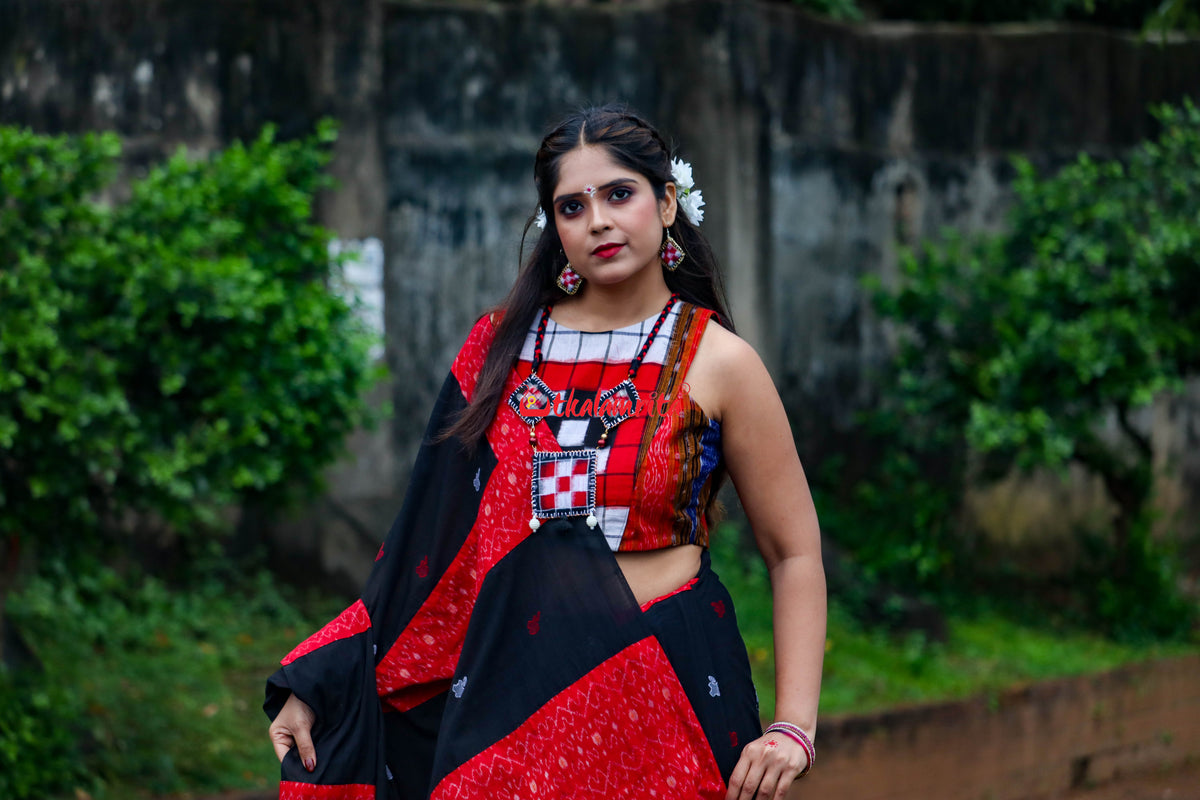 Black Apple Design S Bandha Designer Cotton Saree