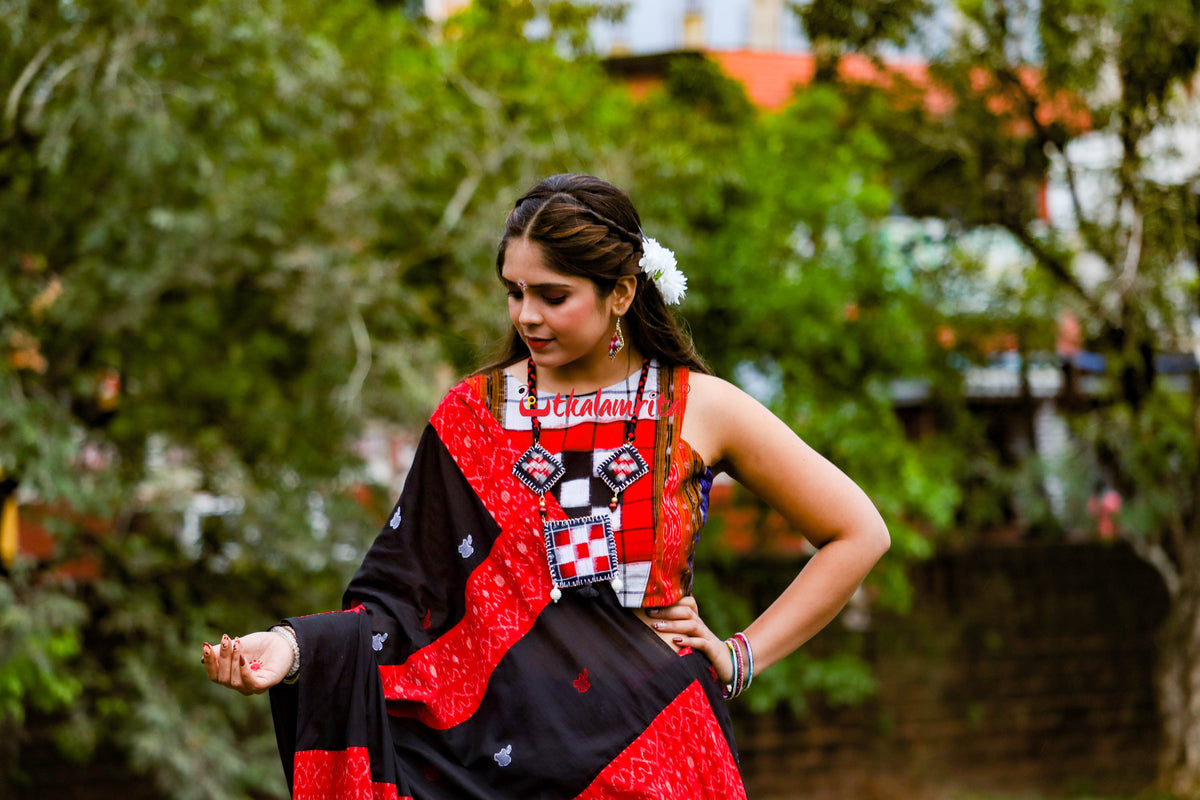 Black Apple Design S Bandha Designer Cotton Saree