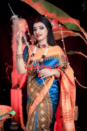 Sumati Blue Taj Mahal Sambalpuri Bapta Saree