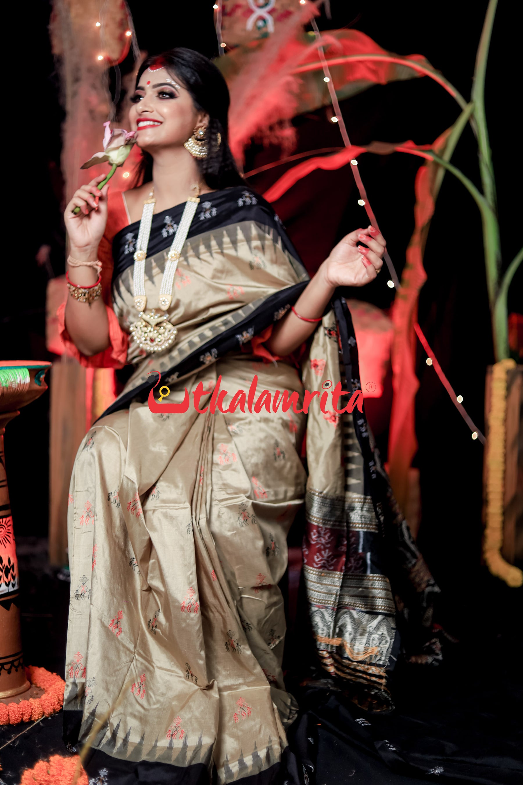 Earth Colour Tribal Sambalpuri Silk Saree