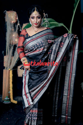 Black Pasapali Border Bichitra Sambalpuri Silk
