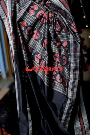 Black Pasapali Border Bichitra Sambalpuri Silk