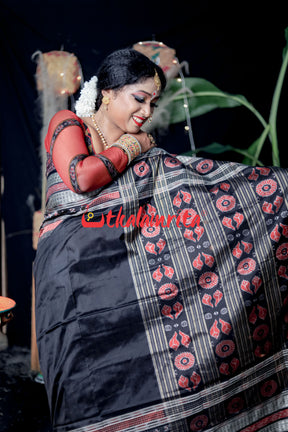 Black Pasapali Border Bichitra Sambalpuri Silk