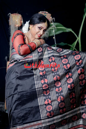 Black Pasapali Border Bichitra Sambalpuri Silk