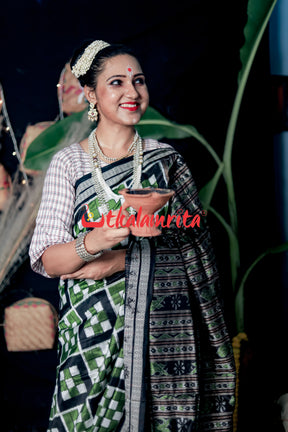 7 Kuthi Mehendi Sambalpuri Silk Saree