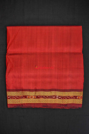 Maroon Flower Bandha Border Silk (Fabric)