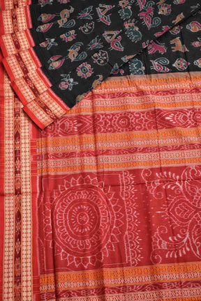 13 Motifs Black Red Saree