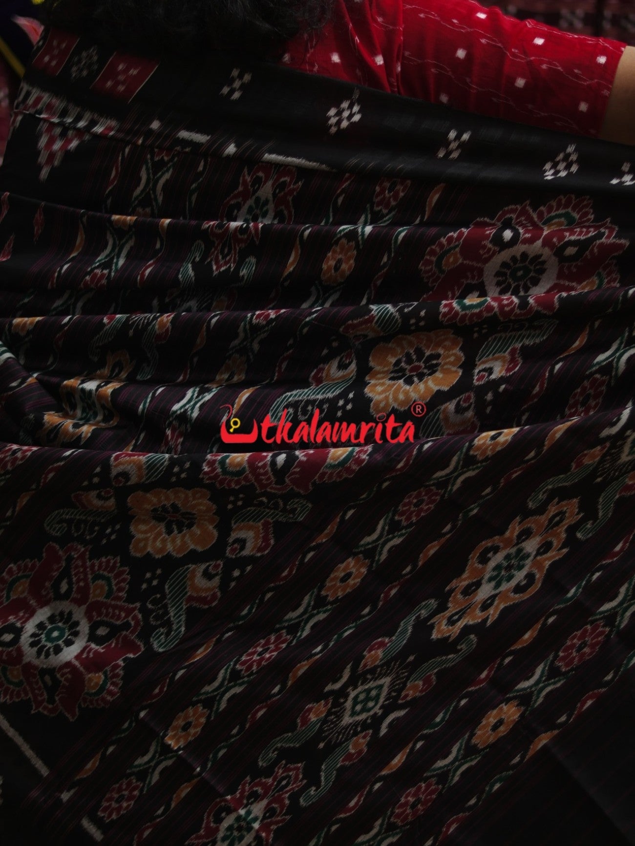 Black Body Bandha Pasapali Border Khandua Silk Saree
