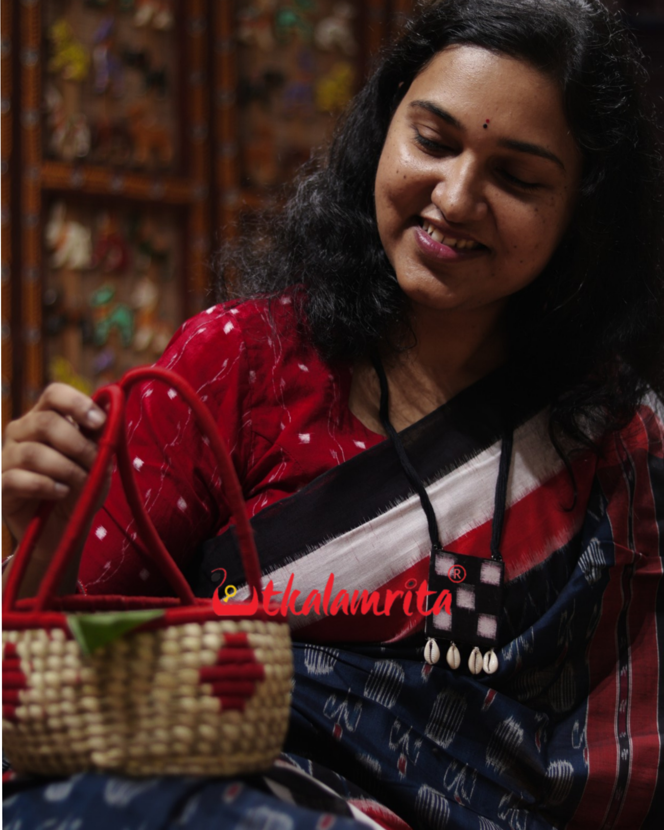 Teal Chandrika Triranga Khandua Cotton Saree