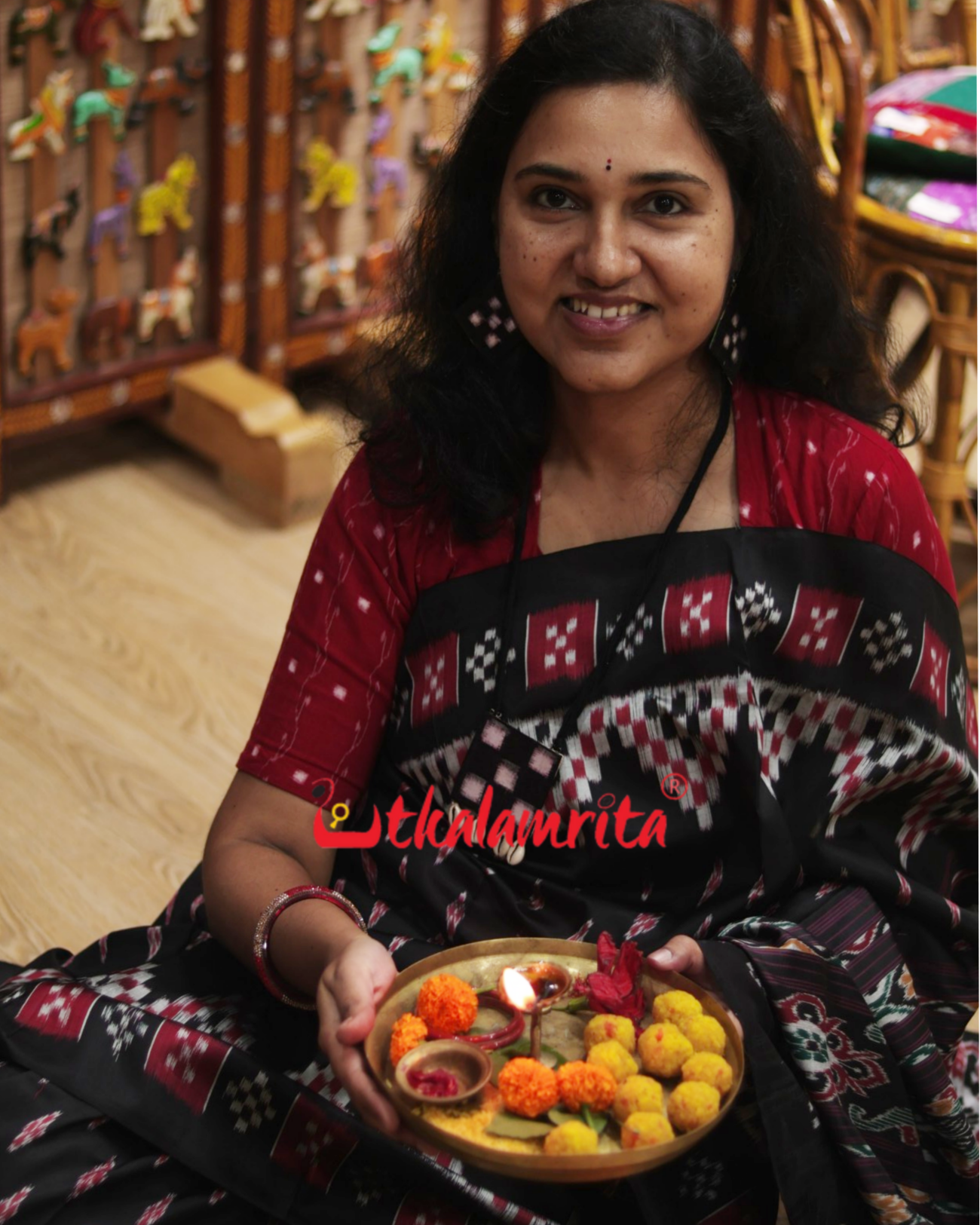 Black Body Bandha Pasapali Border Khandua Silk Saree