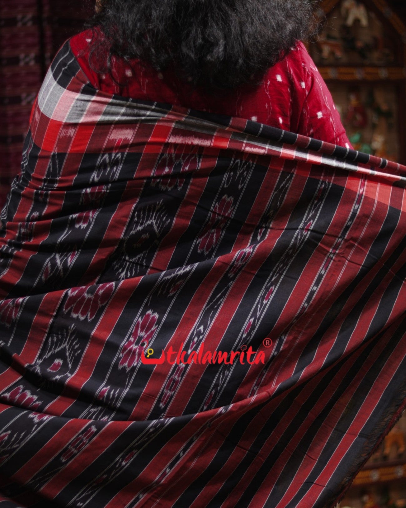 Teal Chandrika Triranga Khandua Cotton Saree